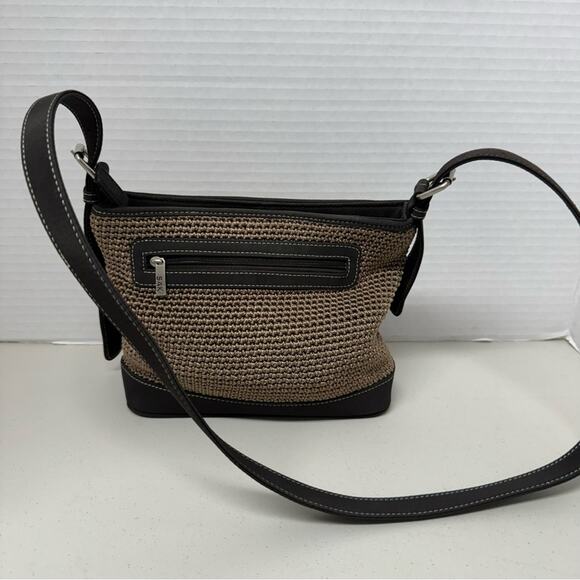The Sak Brown Tan Crochet Crossbody Handbag Boho Classic Festival Casual - Picture 2 of 11